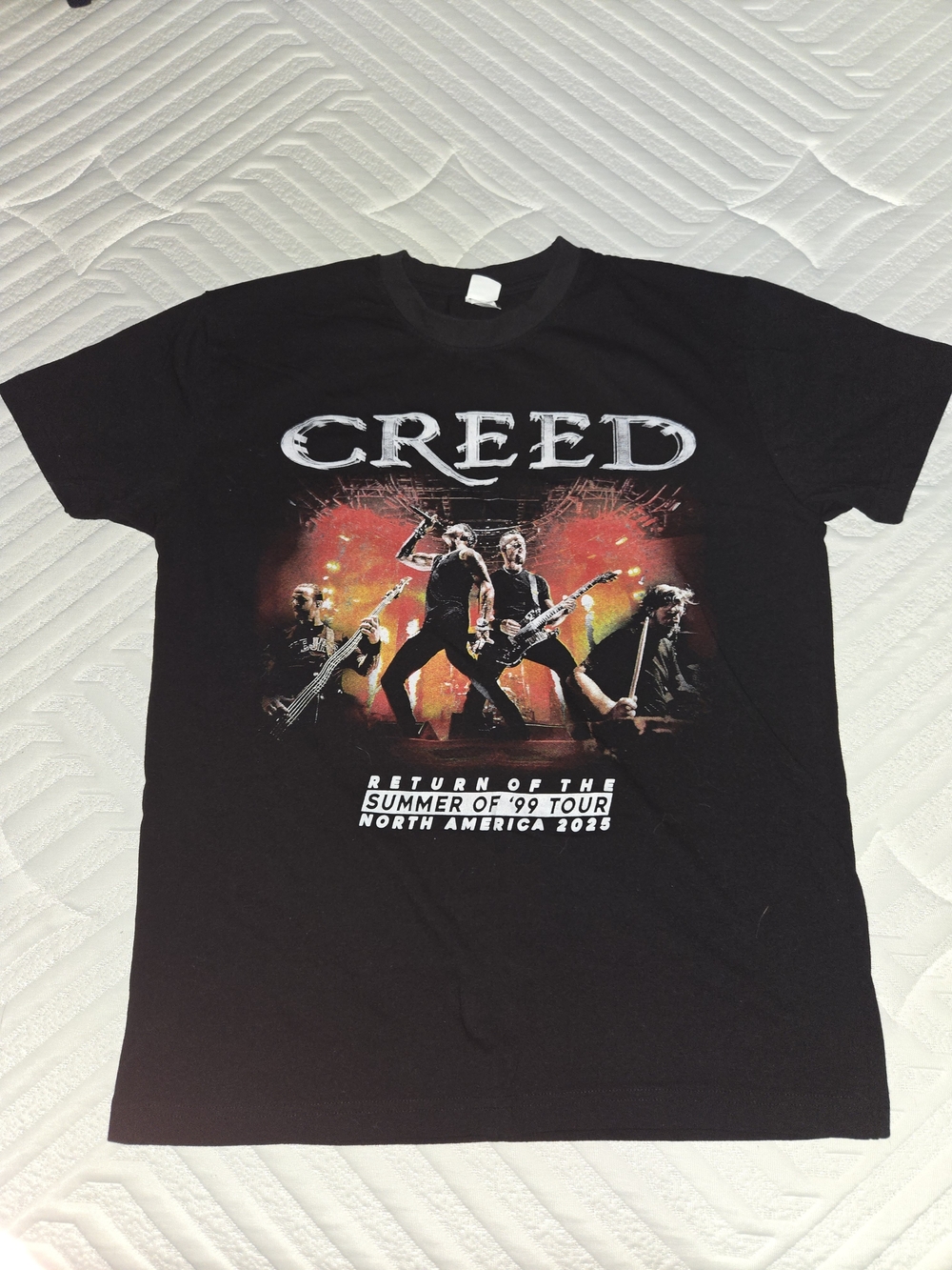 Creed Black Graphic Concert Tee with Red and Orange Stage Art